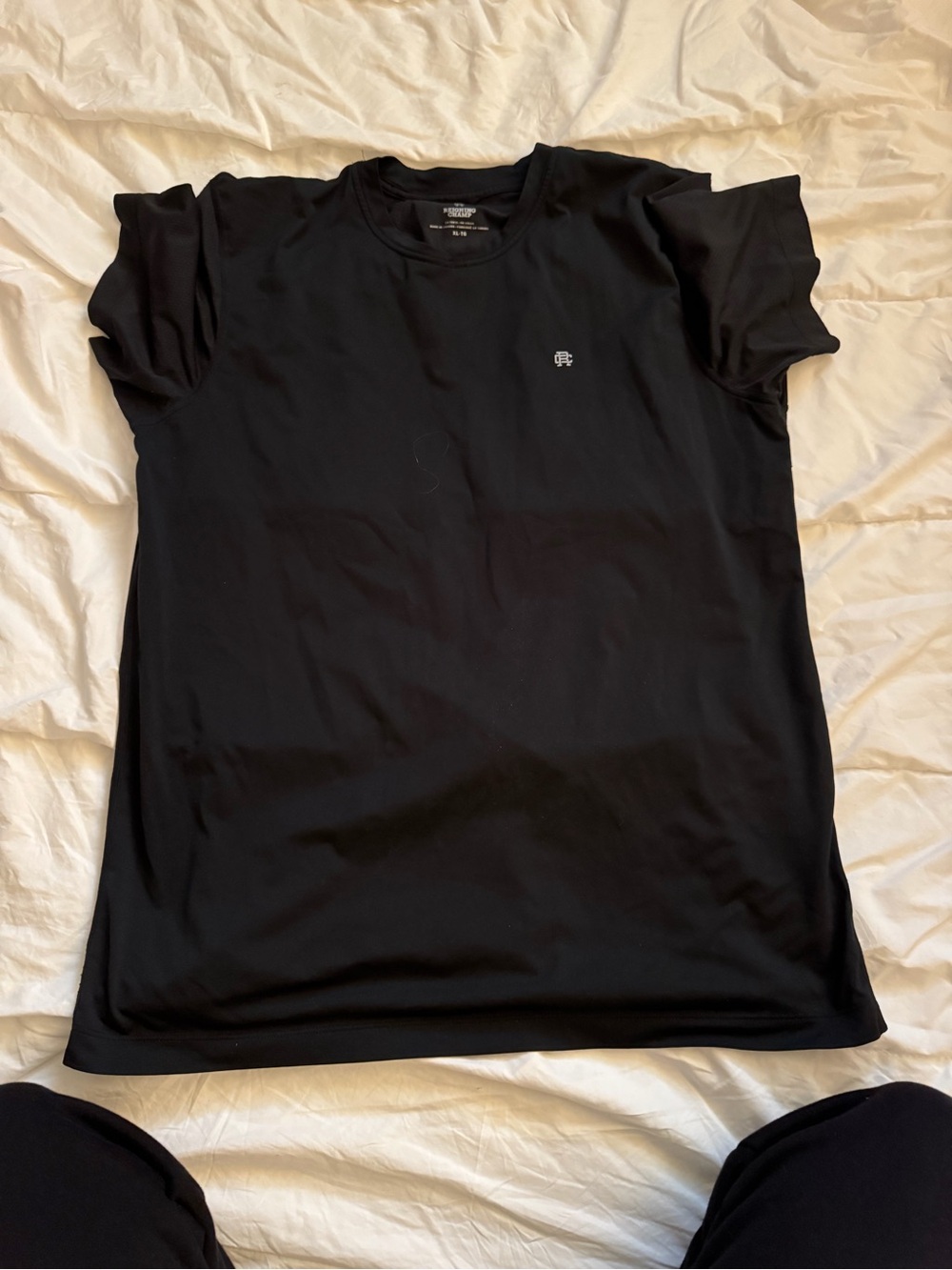 Reigning Champ Black Crew Neck Tee with Subtle Logo